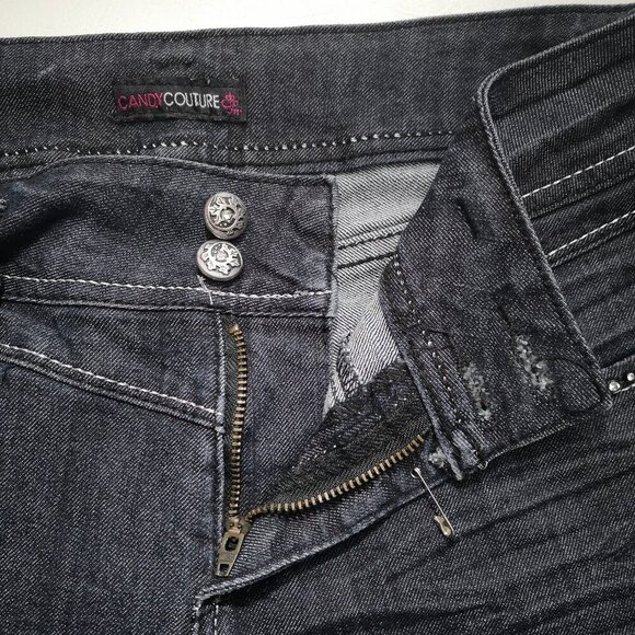 Candy Couture Ladies Size 9 Dark Wash Straight Legs Blue Jeans - Picture 8 of 14